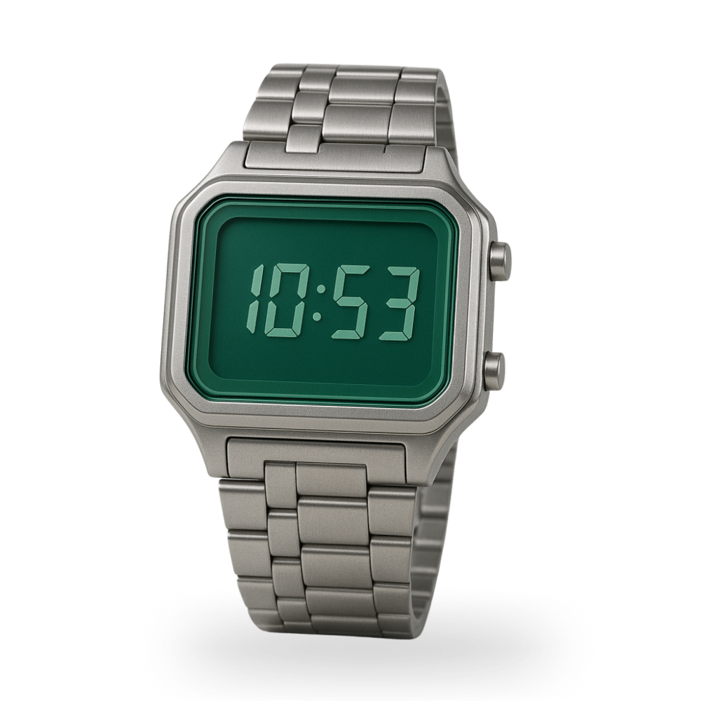 Metalic Jade Silver Digital Watch